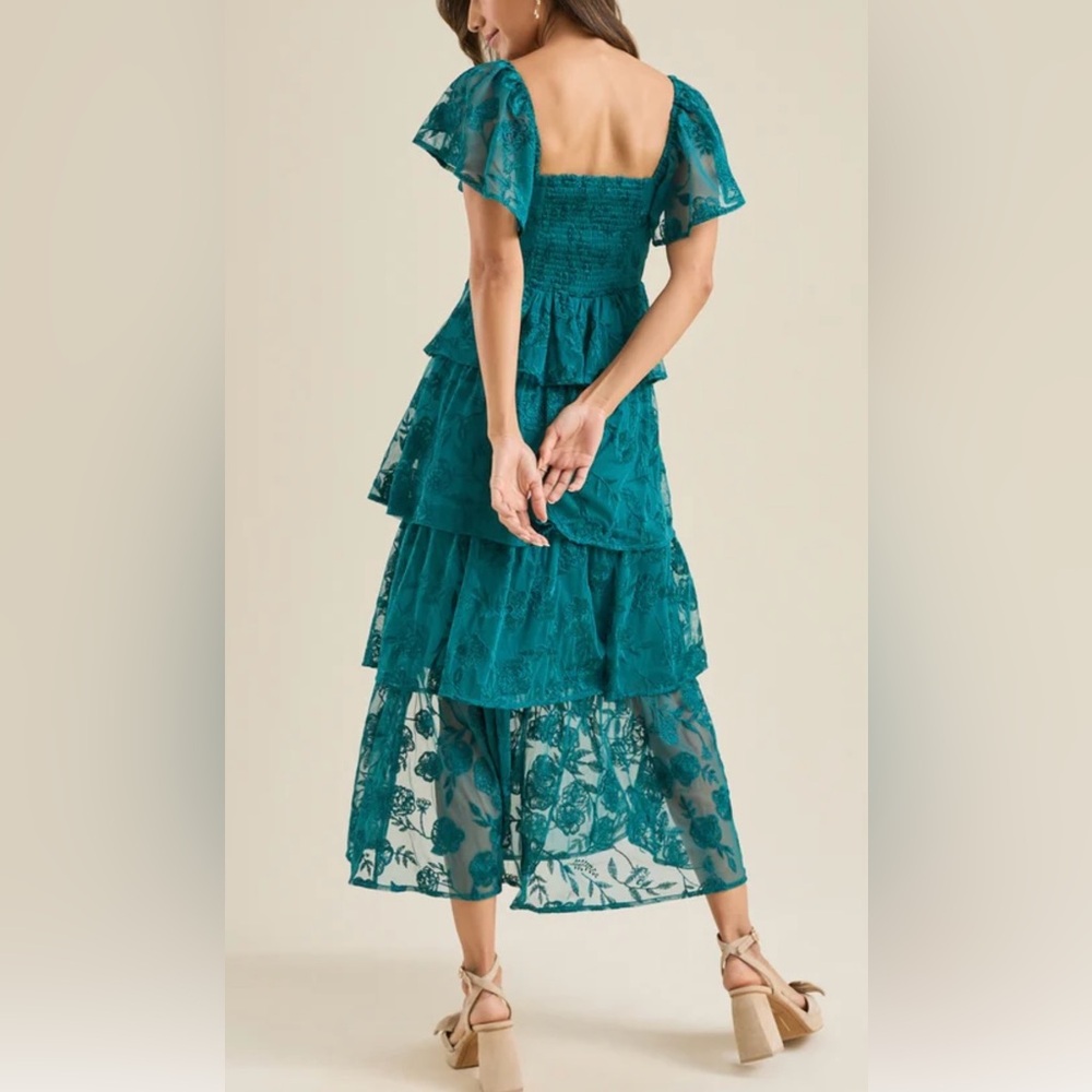 Altar'd State Arula Size XL~X Roxanne Layered Maxi Dress Emerald Green NWT - Picture 5 of 7